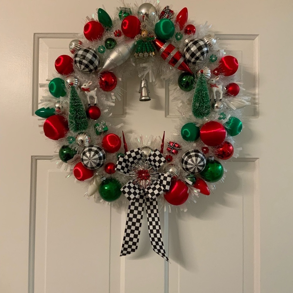 Festive Red, Green, and White Holiday Wreath